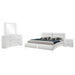 Escalon - 4 Piece Bedroom Set With Paneled Headboard Accents Upholstered - Glossy White Furniture Max