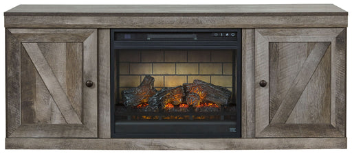 Wynnlow - TV Stand With Faux Firebrick Fireplace Insert - Gray Signature Design by Ashley®
