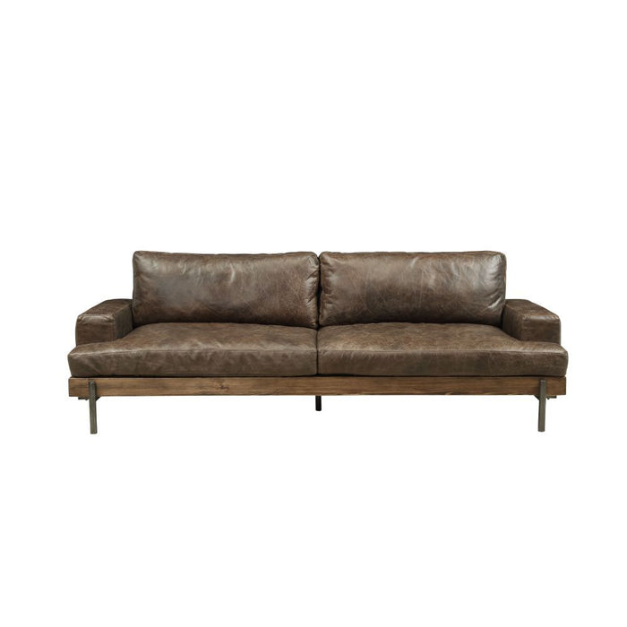 Silchester - Sofa - Distress Chocolate Top Grain Leather & Oak