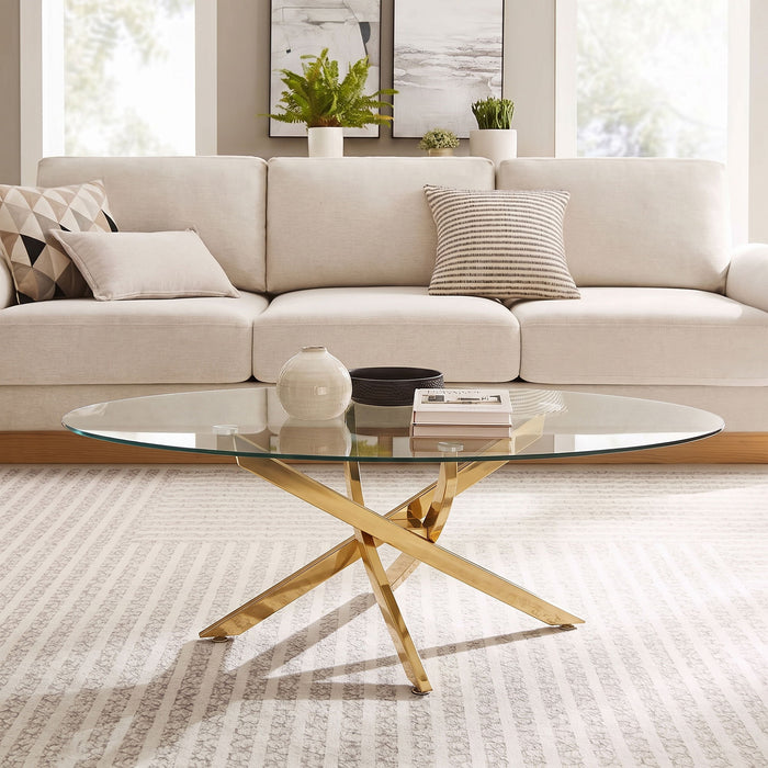 Oval Coffee Table For Living Room - Gold Home Essentials