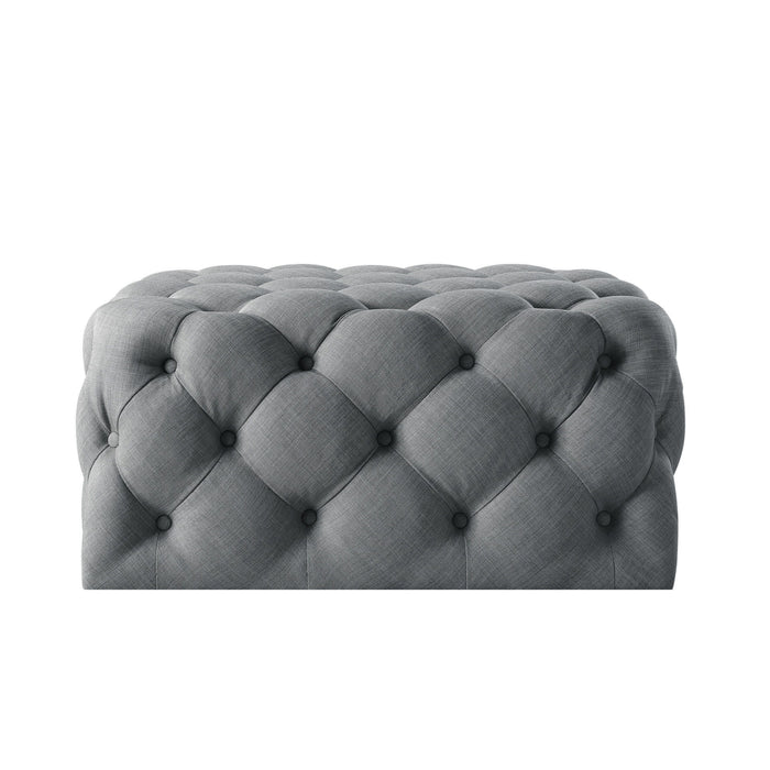 Linen Rolling Tufted Cocktail Ottoman - Light Gray