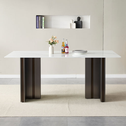 Rectangular Dining Table - Gray / White Home Essentials