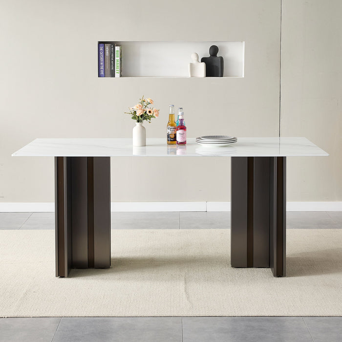 Rectangular Dining Table - Gray / White Home Essentials