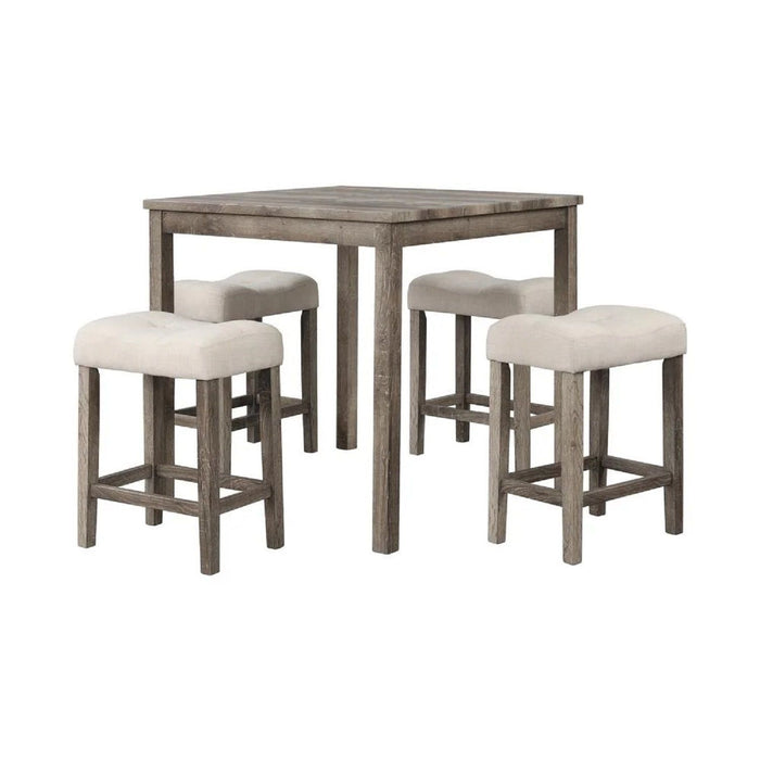 Transitional Counter Dining Set With 4 Tufted Stools Home Essentials