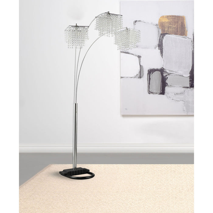 Bali - Shores Hanging Crystal Arc Floor Lamp Floor Lamp - Chrome Furniture Max