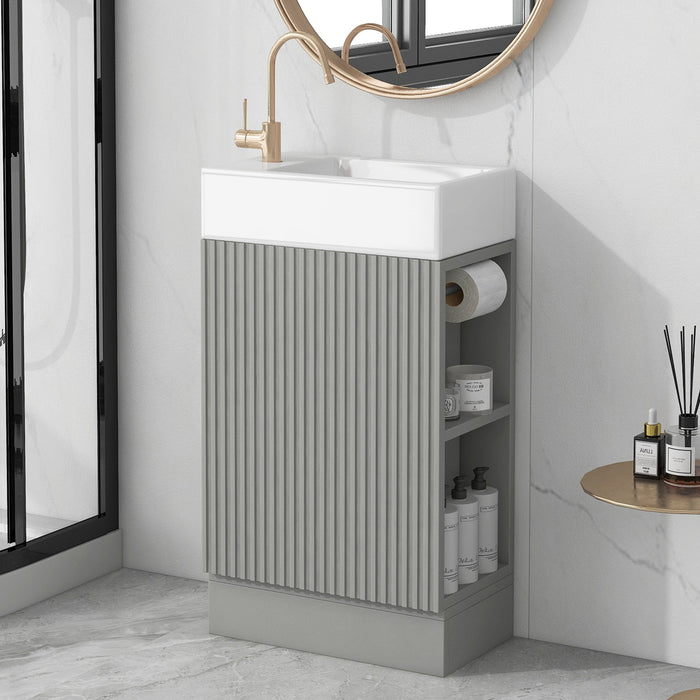 Modern Bathroom Vanity With Sink And 2 Tier Shelf Hearth and Haven