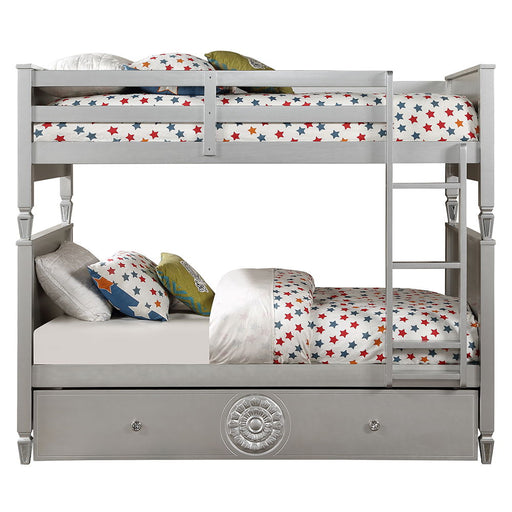 Varian - Twin Over Twin Bunk Bed - Blue Velvet & Silver ACME