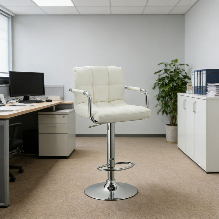 Adjustable Swivel Arm Bar Stool With Cushion - White Home Essentials