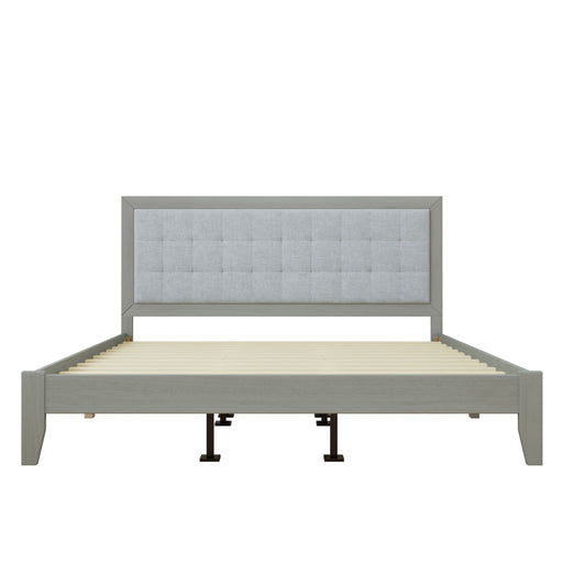 Mid Century Modern Platform Bed With Upholstered Headboard Noble House