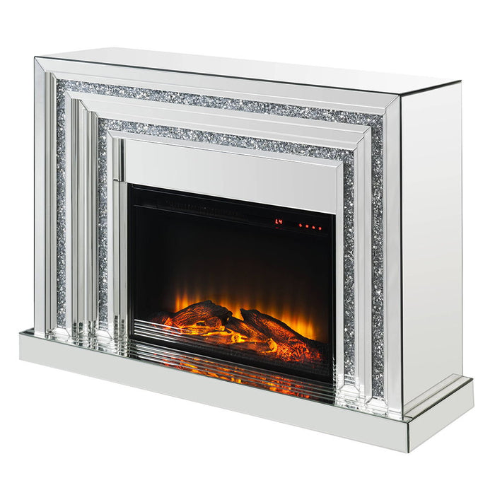 Noralie - 35" Fireplace - Mirrored & Faux Diamonds ACME