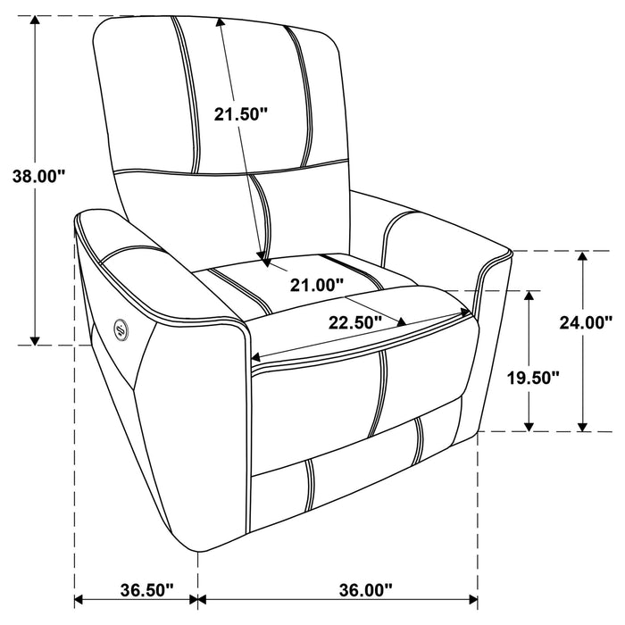 Denson - Upholstered Power Recliner Chair With USB Charging And Smooth Button Recline - Brown Furniture Max