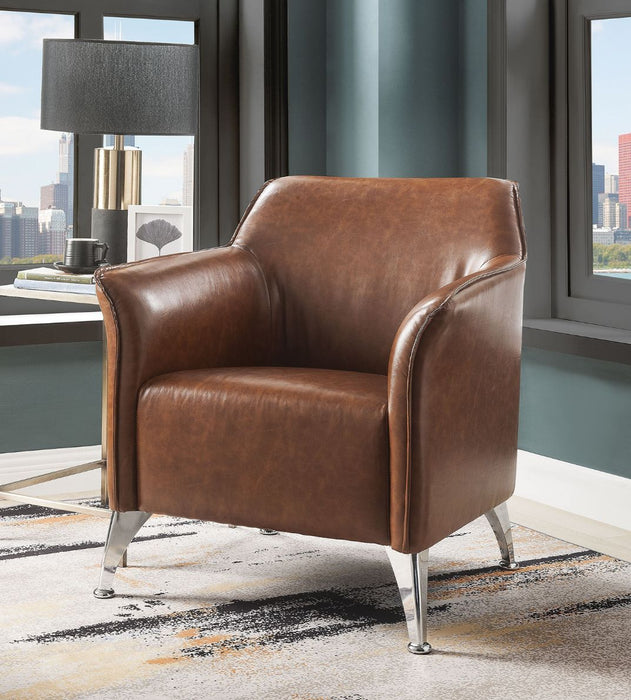Teague - Accent Chair - Brown Synthetic Leather ACME