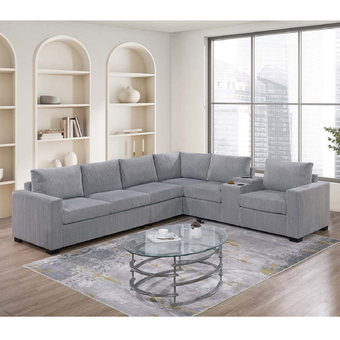 Modern Style L-Shape Sectional Set, USB Ports, Cup Holder Home Essentials