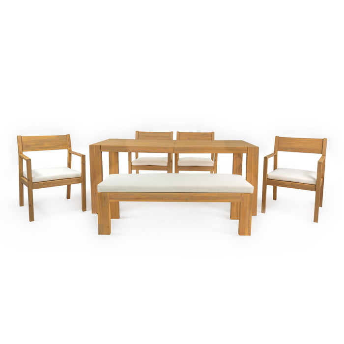 Outdoor Dining Set Rectangular Table With Umbrella Hole Hearth and Haven