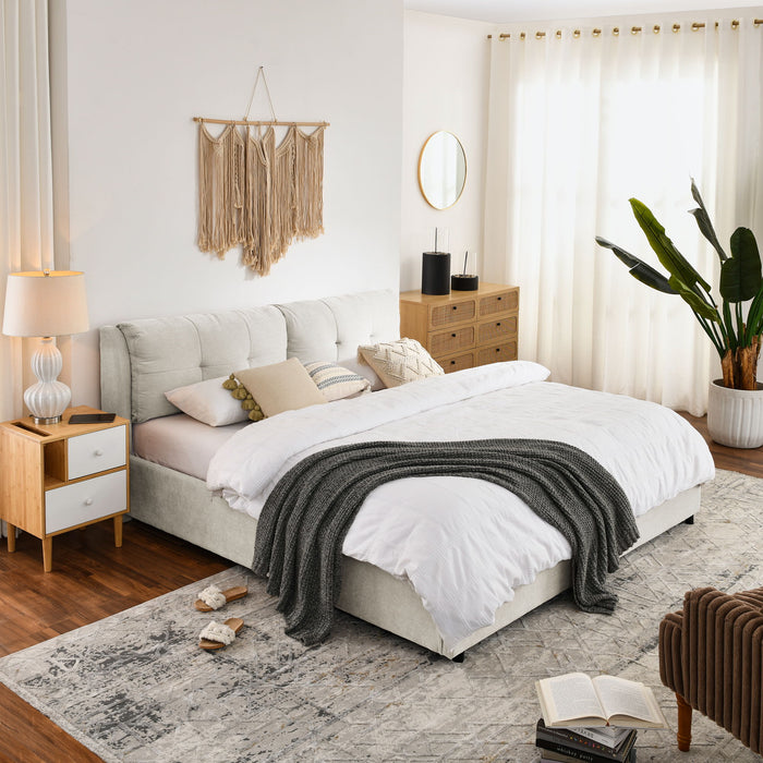 Storage Upholstered Hydraulic Platform Bed With Integrated Headboard Home Essentials