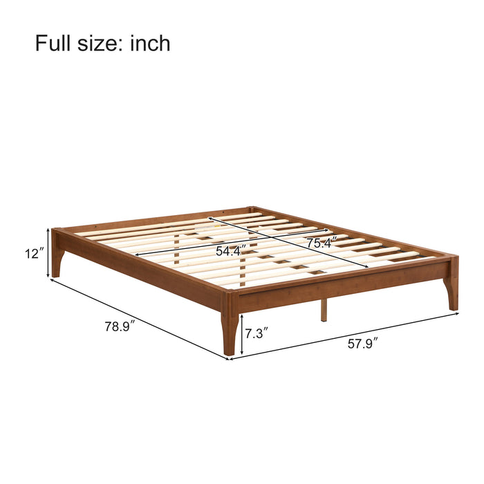 Solid Dry Bamboo Platform Bed Frame, With Slat Support