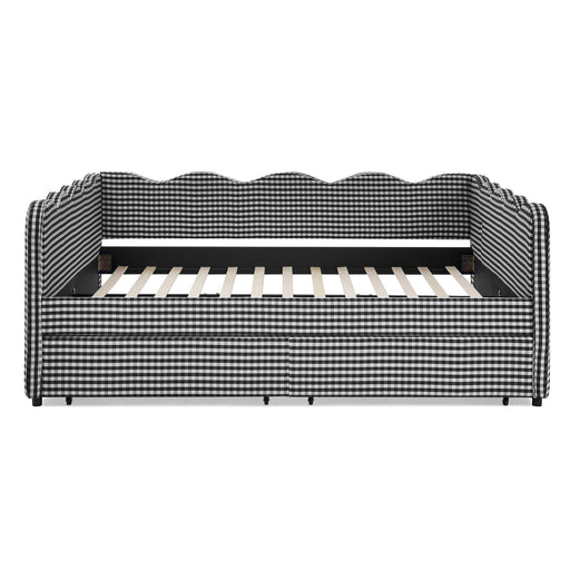 Gingham Daybed With USB Charging Port, Wave-Shaped Design Home Essentials