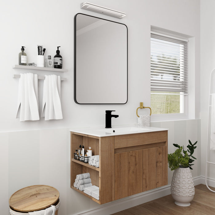 Wall Mounted Bathroom Vanity With Basin And Adjustable Open Shelf Home Essentials