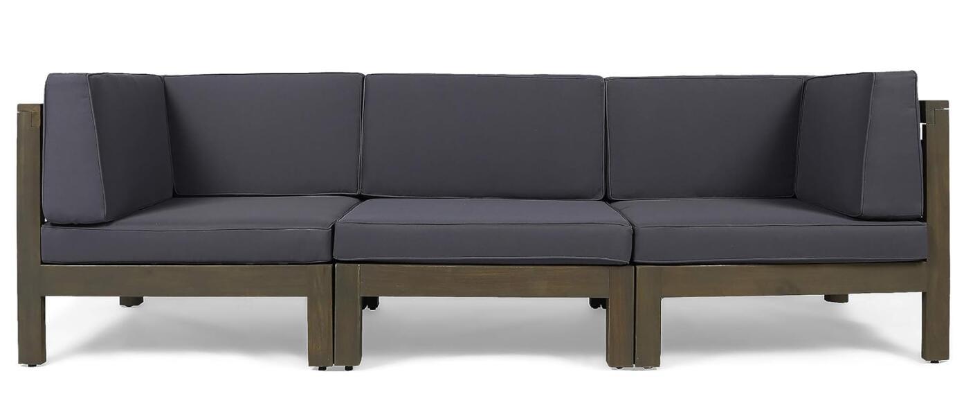 Brava X - Back 3 Seater Outdoor Sectional Sofa Set, Dark Gray