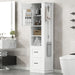 Freestanding Bathroom Storage Cabinet With Adjustable Shelves And Side Hooks Board, Rectangle Design Hearth and Haven