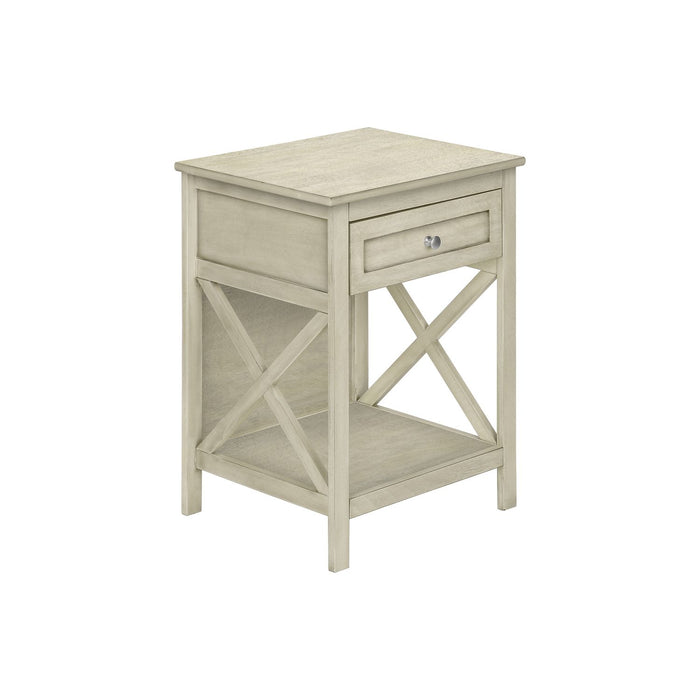 Accent End Table, 2 Tier, Storage Drawer, Transitional Style 8th Street