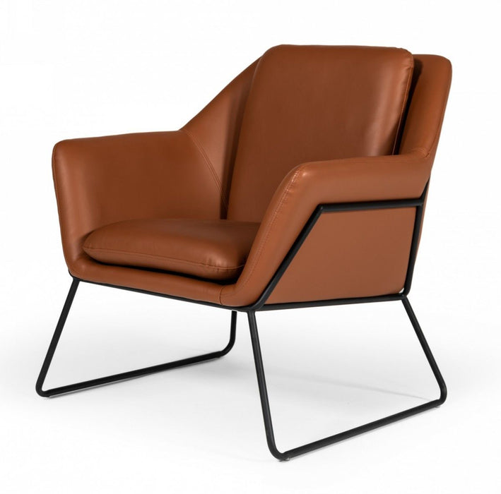 Faux Leather Lounge Chair - Brown / Black