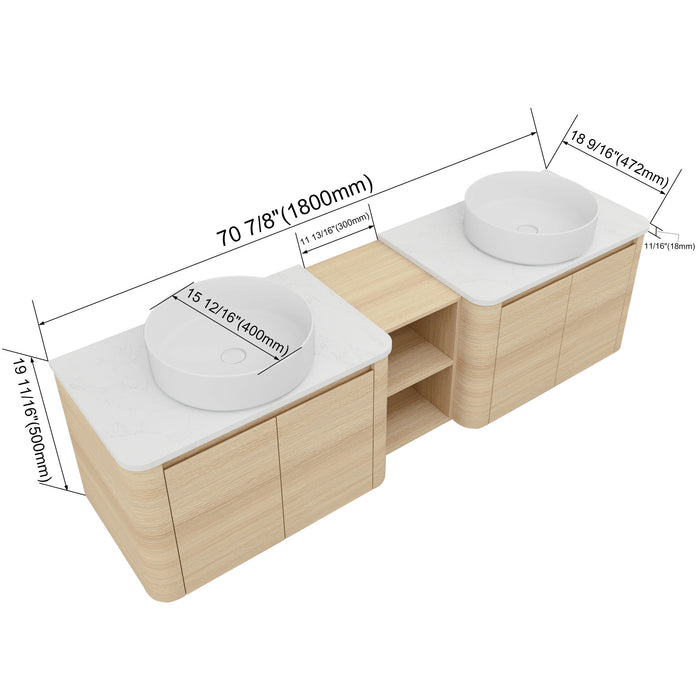 Mounted Bathroom Vanity With Art Sink, 1 Storage Shelf, Soft Close Door Home Essentials