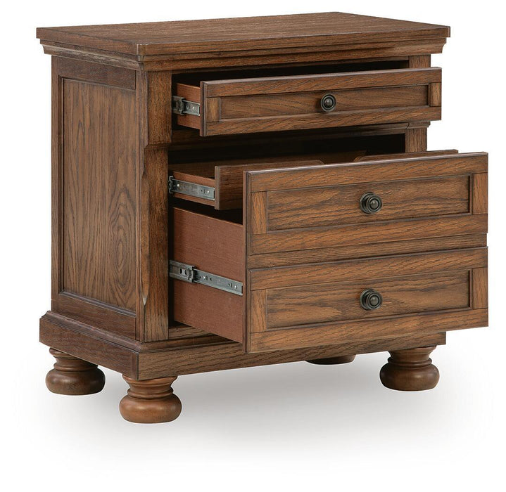 Zackaryn - Two Drawer Night Stand - Warm Brown Signature Design by Ashley®