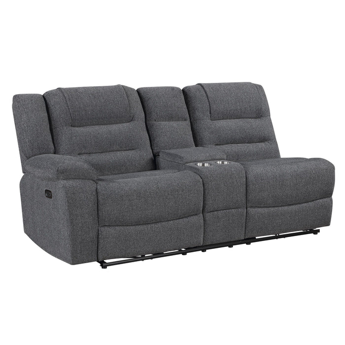 Redondo - Laf Console Loveseat With 2 Recliners Power - Dark Gray