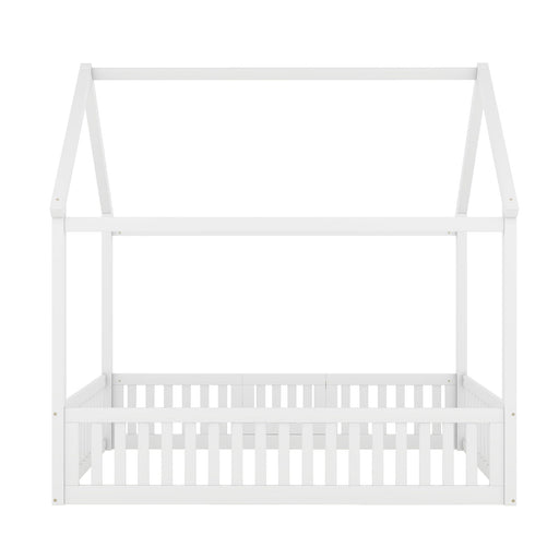 Wood House Bed With Fence And Door Hearth and Haven