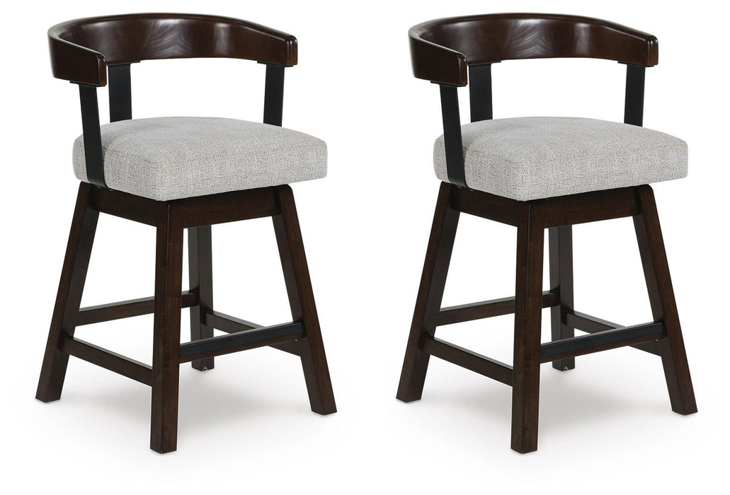 Haddigan - Upholstered Swivel Barstool (Set of 2) - Dark Brown Signature Design by Ashley®