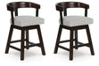 Haddigan - Upholstered Swivel Barstool (Set of 2) - Dark Brown Signature Design by Ashley®