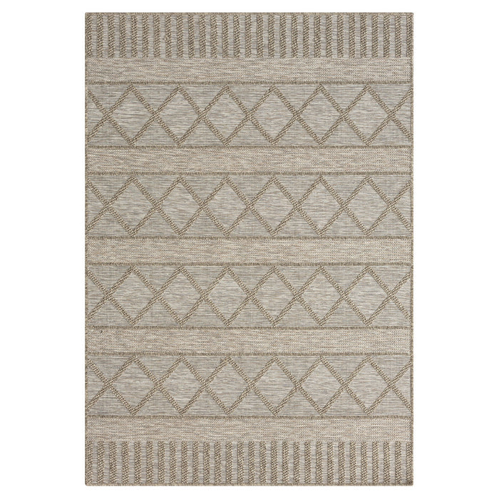 8' X 10' Striped Handmade Outdoor / Indoor Area Rug - Gray