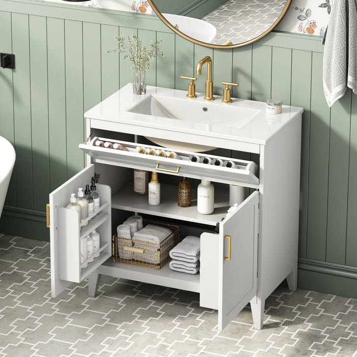 Bathroom Vanity With Sink Top, Adjustable Shelf, Door Organizers