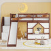 Loft Bed With Storage Stairs, Slide, Playhouse Window And 7 Colors LED Lights Home Essentials