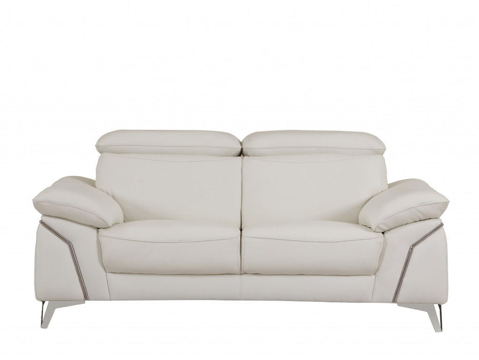 Three Piece Indoor Italian Leather Six Person Seating Set - White