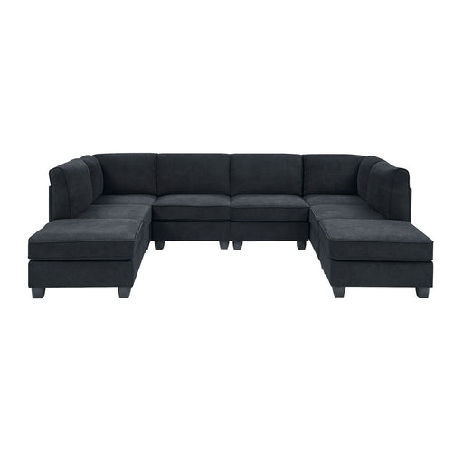 Upholstered Modular Sectional, Customizable Layout, Removable Cushions - Black Home Essentials
