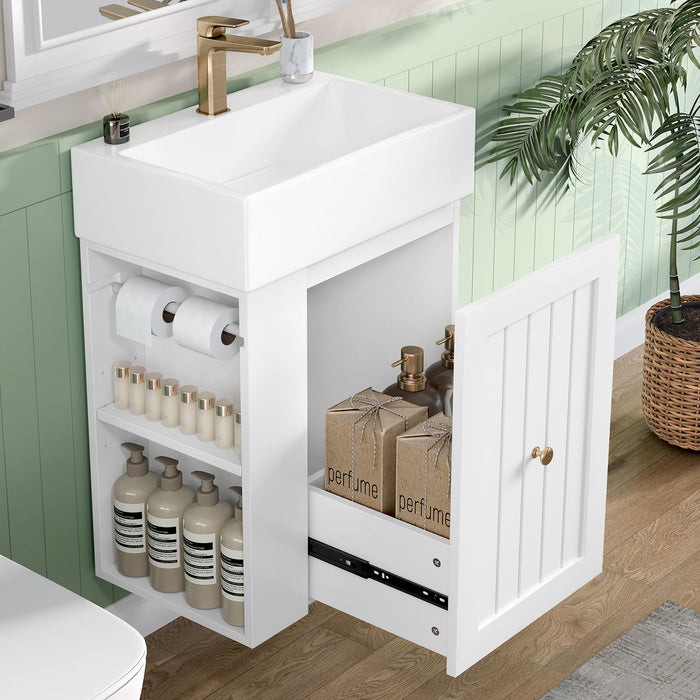 Modern Bathroom Vanity With Sink, Storage Cabinet, Drawer & Side Shelf Hearth and Haven
