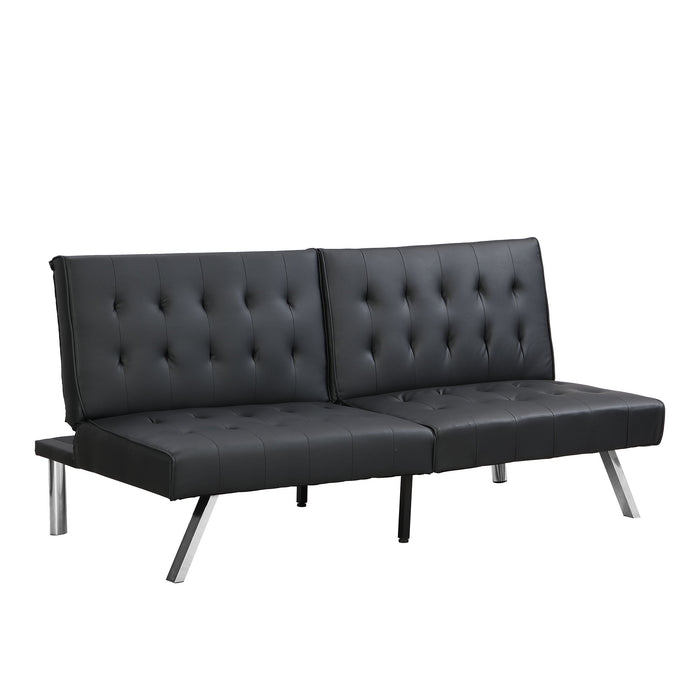 Contemporary Wood Frame Sofa Bed With Stainless Legs - Black