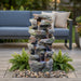 Rock Waterfall Outdoor Fountain With LED Lights - Gray Daily Nest