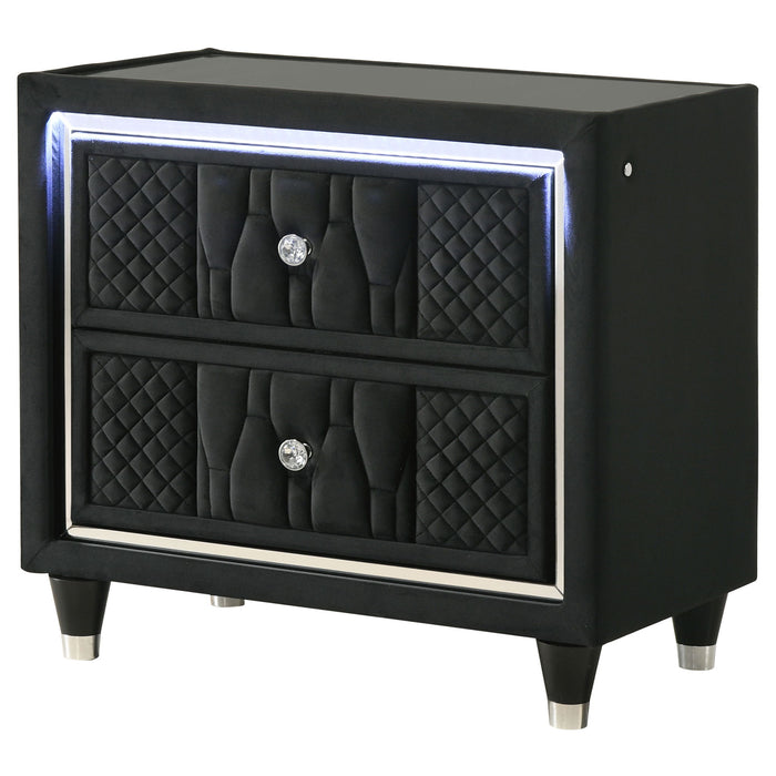 Mika - 2 Drawer LED Nightstand With USB Furniture Max