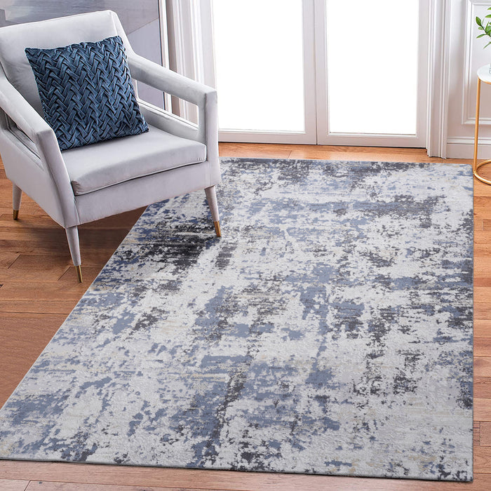 8' x 10' Abstract Non-Shedding Living Room Bedroom Dining Home Office Stylish And Stain Resistant Area Rug - Gray / Denim