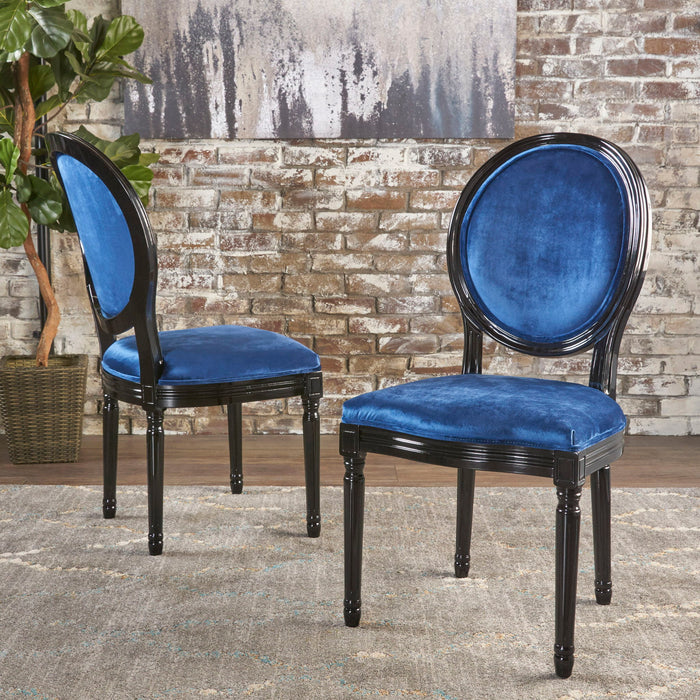 French Country Inspired Dining Chair With Iconic Round Backrest - Navy Blue Noble House