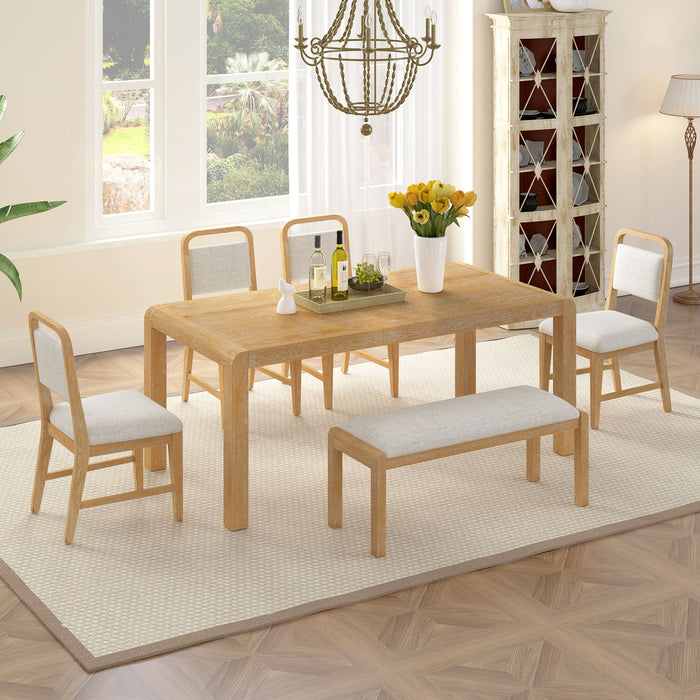 Extendable Dining Table Set With 4 Upholstered Chairs And 1 Bench Hearth and Haven