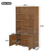Tall Bookcase Storage Cabinet With 3 Open Shelves & Fluted Double Doors Noble House