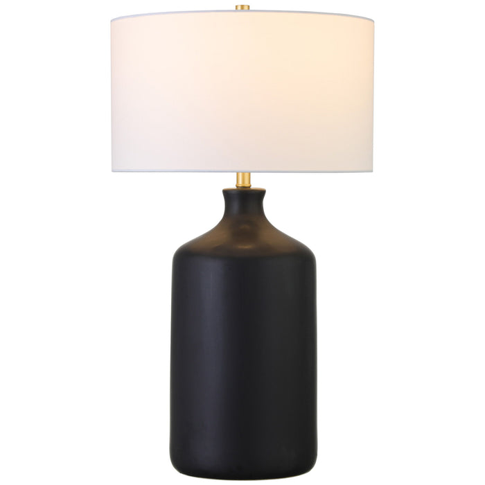 29" Ceramic Table Lamp With White Drum Shade - Black