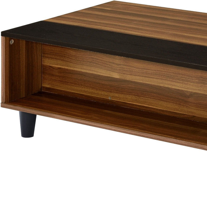 Lift Top Coffee Table With Shelf - Brown And Black