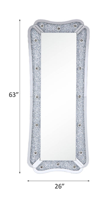 Noralie - 63" Floor Mirror With Faux Diamonds - Mirrored ACME