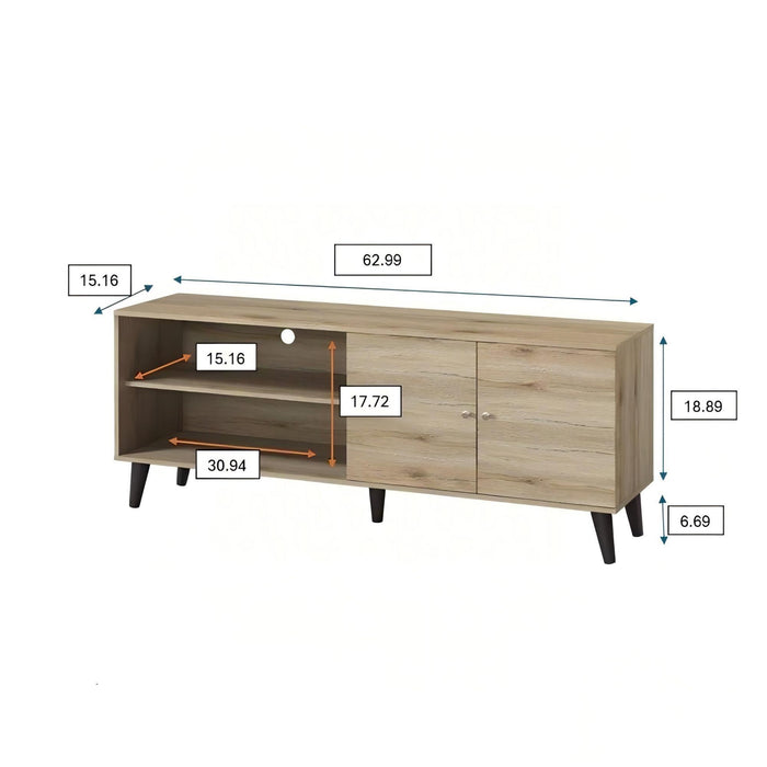 Amidon - TV Stand, With 2 Storage Shelves And 1 Cabinet US Pride