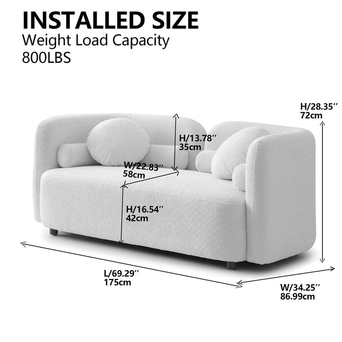 2 Seater Sofa Couch For Living Room - Light Beige Home Essentials